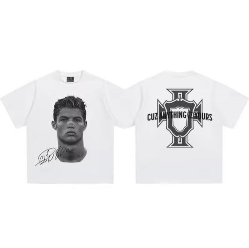 2025 Cristiano Ronaldo football superstar super fashion stampato T-shirt a maniche corte da uomo in difficoltà
American Women Tshirt